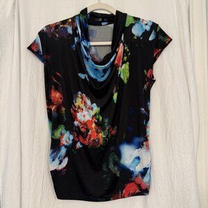 Closet Y2K Cowl Neck Black Colorful Top Small